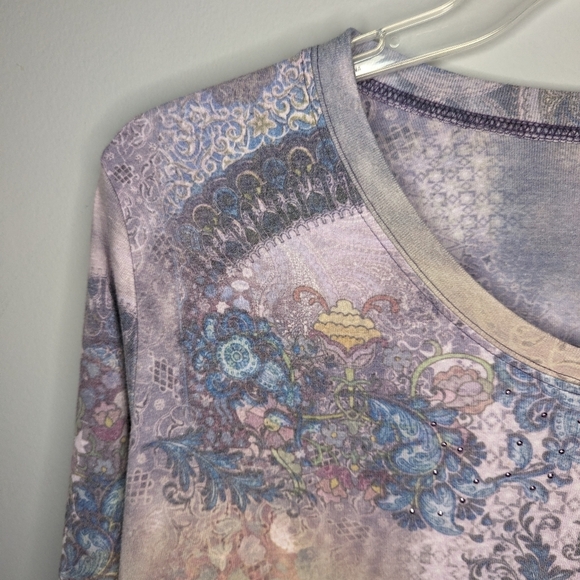 XCIT USA Y2K floral long sleeve woman's top size 1X - Picture 5 of 12